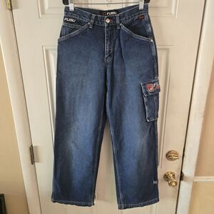 FUBU Carpenter Jeans Women 7/8 Vintage 90s Y2K Skater Baggy Denim Wide Leg Pants